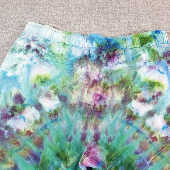 Talbots Pants Women 10P Linen Elastic Waist Cropped Green Blue Purple Boho - Picture 15 of 16